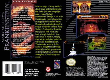 Mary Shelley's Frankenstein (USA) (Beta) box cover back